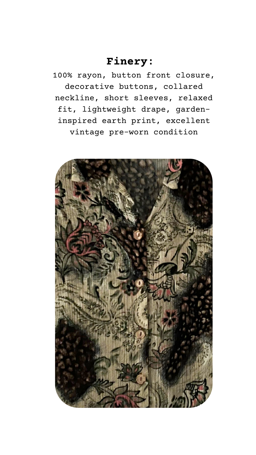 Vintage garment with decorative buttons and earth print on a white background