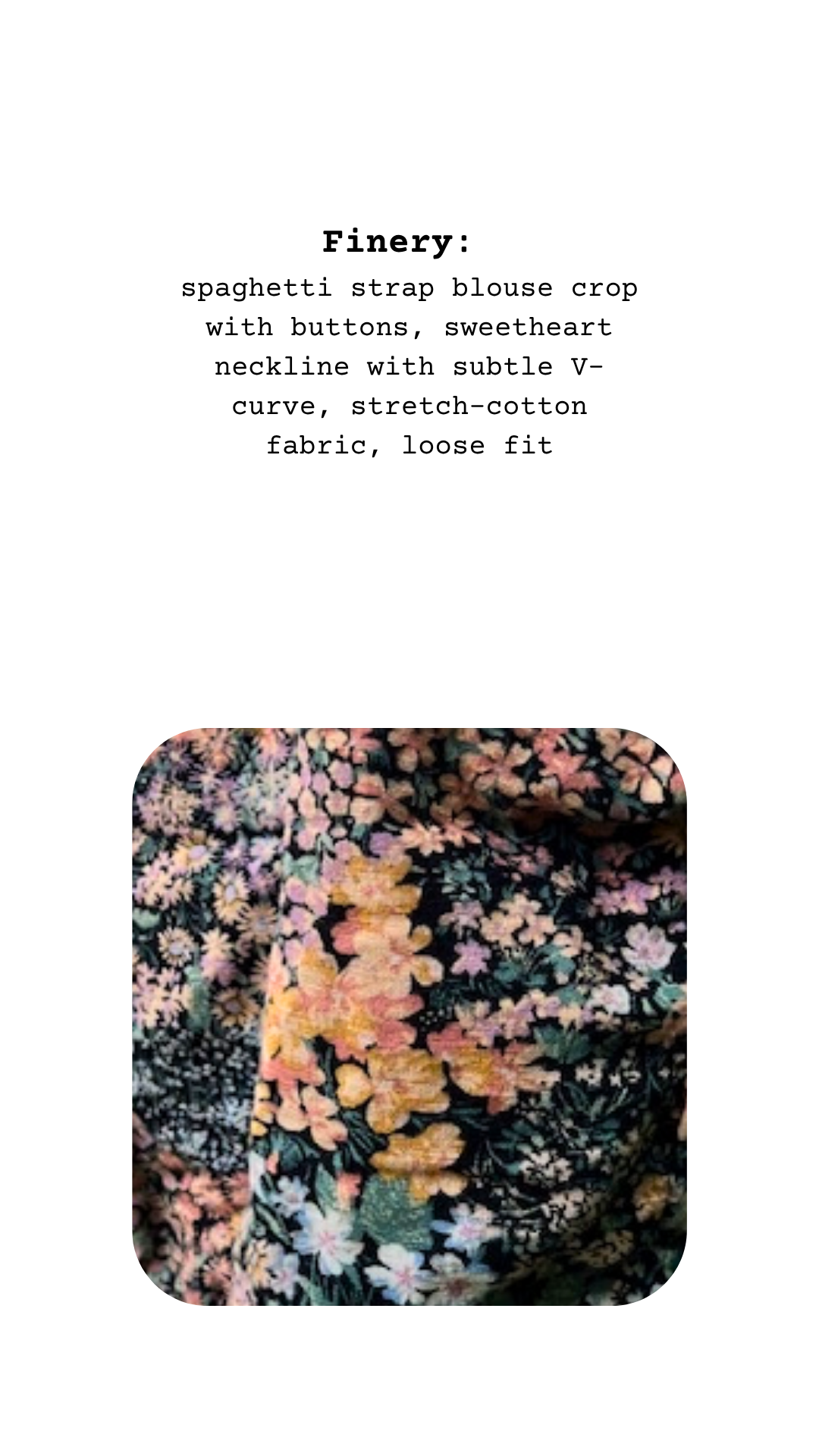 Close-up of floral fabric featuring pastel blossoms on a dark background, showcasing detail of texture and print

